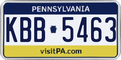 PA license plate KBB5463