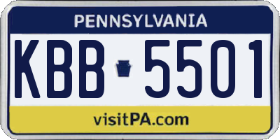 PA license plate KBB5501