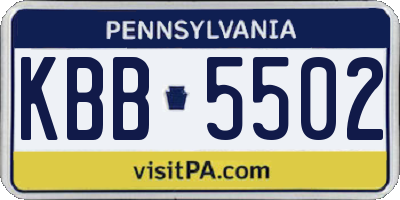 PA license plate KBB5502