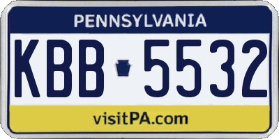 PA license plate KBB5532