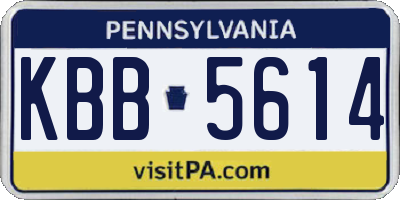 PA license plate KBB5614