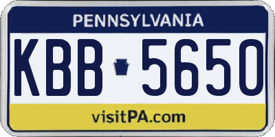 PA license plate KBB5650