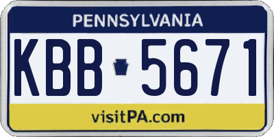 PA license plate KBB5671