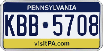 PA license plate KBB5708