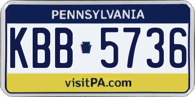 PA license plate KBB5736
