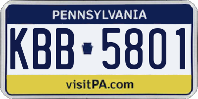 PA license plate KBB5801