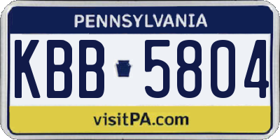 PA license plate KBB5804