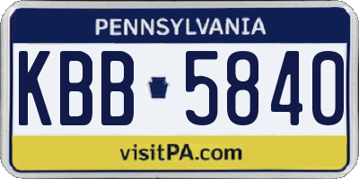 PA license plate KBB5840