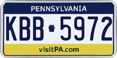 PA license plate KBB5972