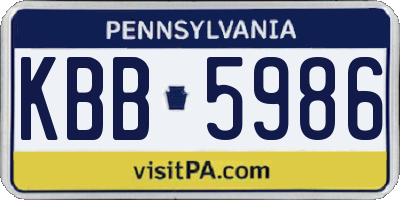 PA license plate KBB5986