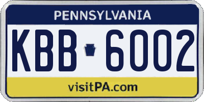 PA license plate KBB6002