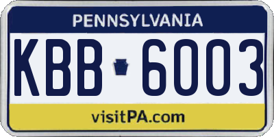 PA license plate KBB6003
