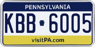 PA license plate KBB6005