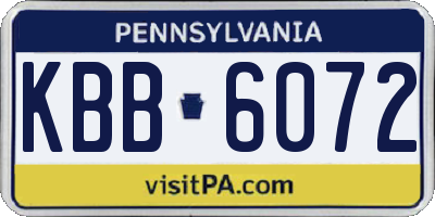 PA license plate KBB6072