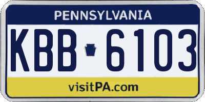 PA license plate KBB6103