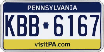 PA license plate KBB6167