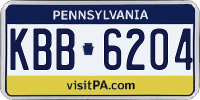 PA license plate KBB6204