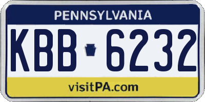PA license plate KBB6232
