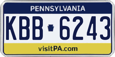 PA license plate KBB6243