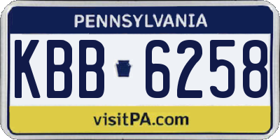 PA license plate KBB6258