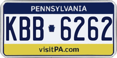 PA license plate KBB6262