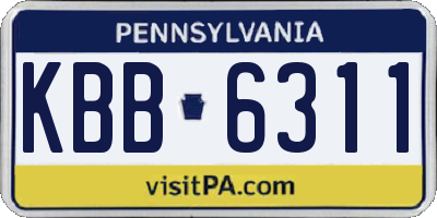 PA license plate KBB6311