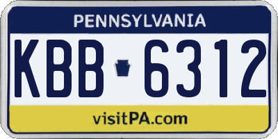 PA license plate KBB6312