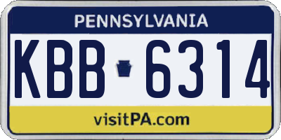PA license plate KBB6314