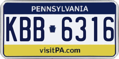 PA license plate KBB6316