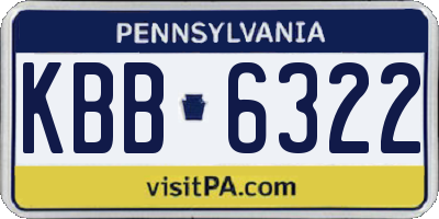 PA license plate KBB6322