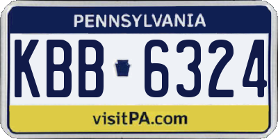 PA license plate KBB6324