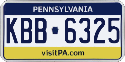 PA license plate KBB6325