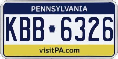 PA license plate KBB6326