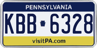 PA license plate KBB6328