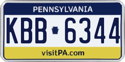 PA license plate KBB6344