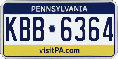 PA license plate KBB6364
