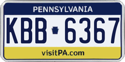 PA license plate KBB6367