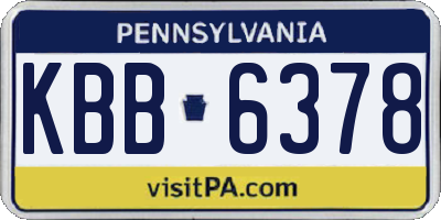 PA license plate KBB6378