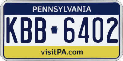 PA license plate KBB6402