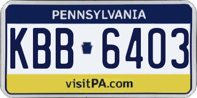 PA license plate KBB6403