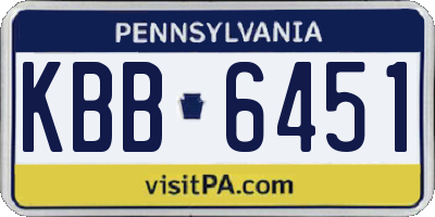 PA license plate KBB6451