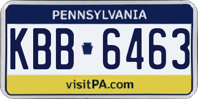 PA license plate KBB6463