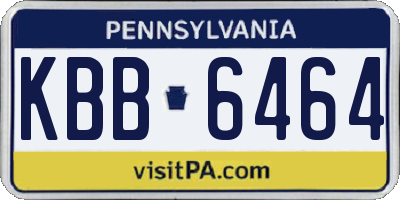 PA license plate KBB6464