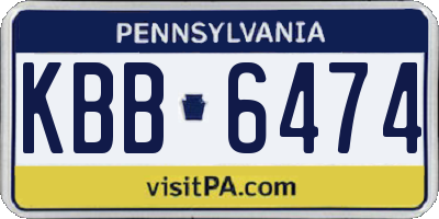 PA license plate KBB6474