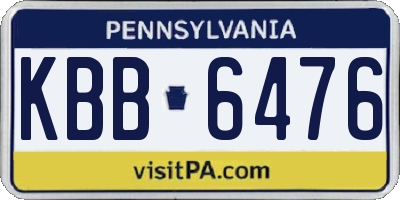 PA license plate KBB6476