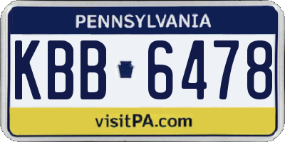 PA license plate KBB6478