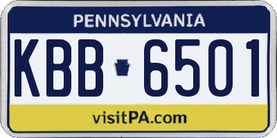 PA license plate KBB6501