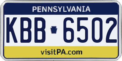 PA license plate KBB6502