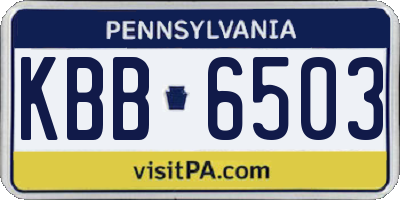 PA license plate KBB6503