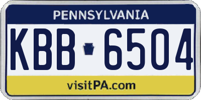 PA license plate KBB6504